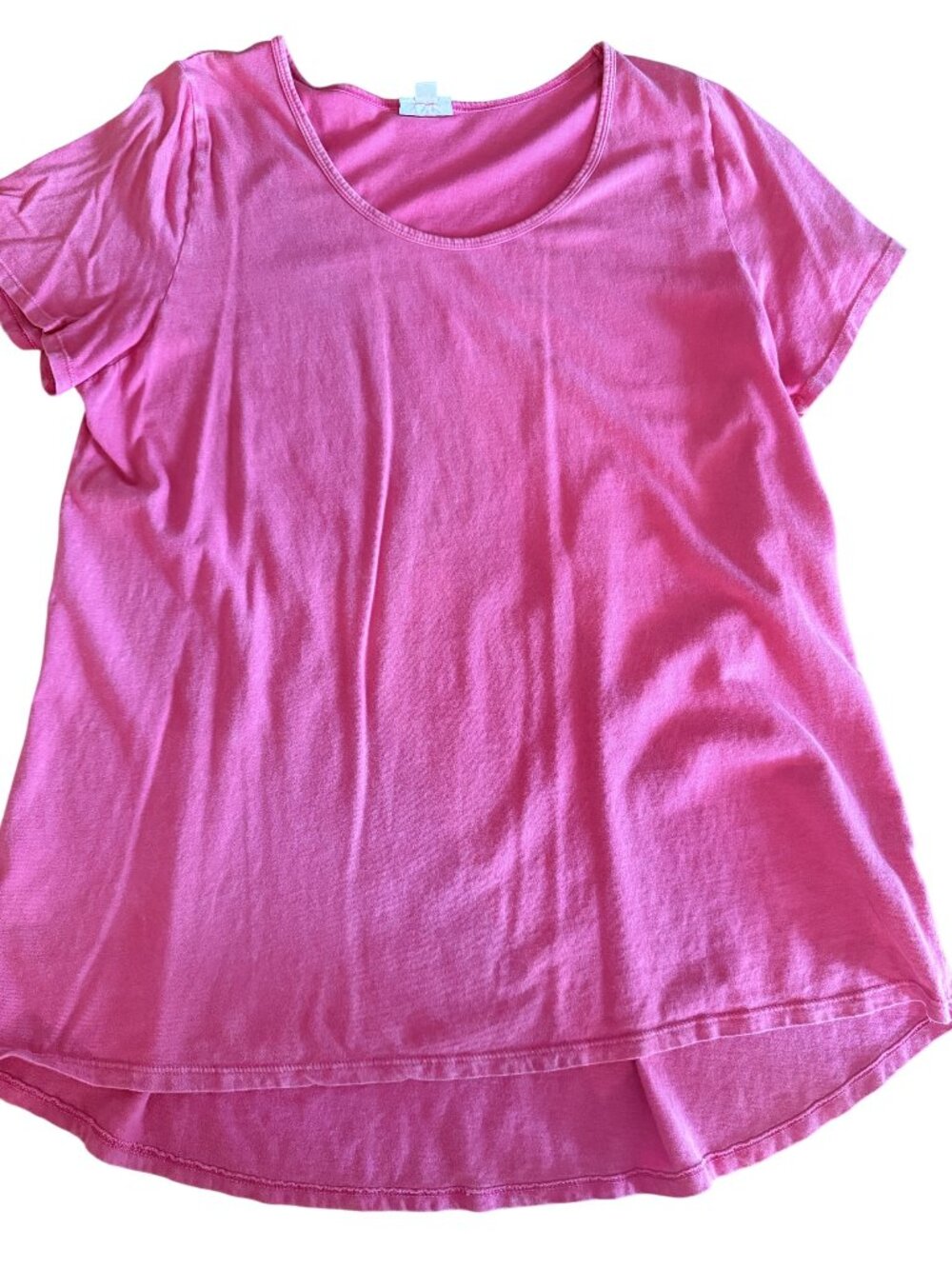 LuLaRoe Womens Coral Scoop Neck High/Low Hem T-Shirt 2XL 100% Cotton